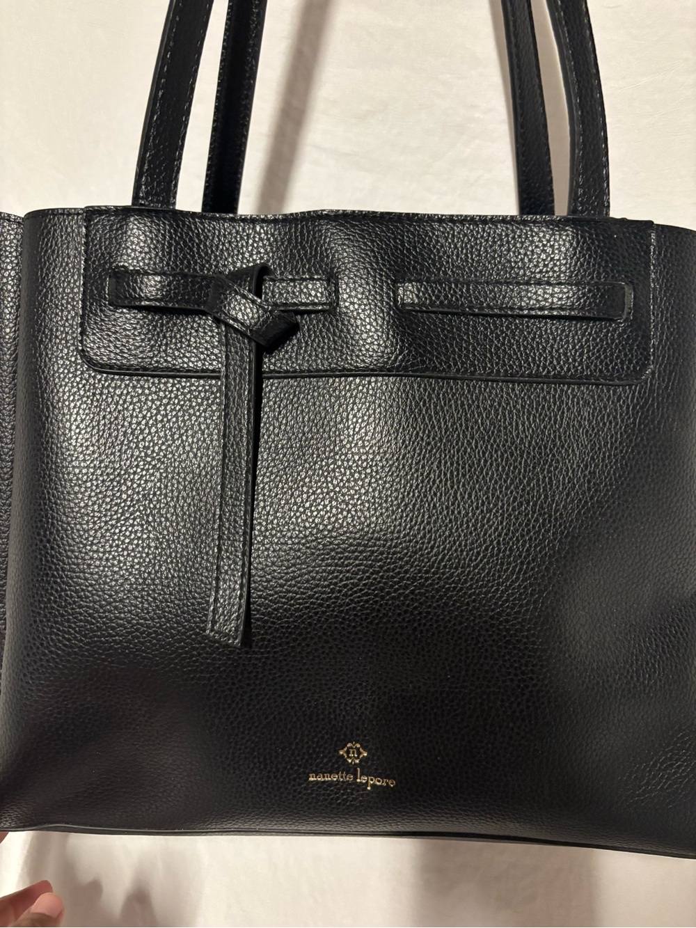 Nanette Lepore Black Vegan Leather Tote Bag